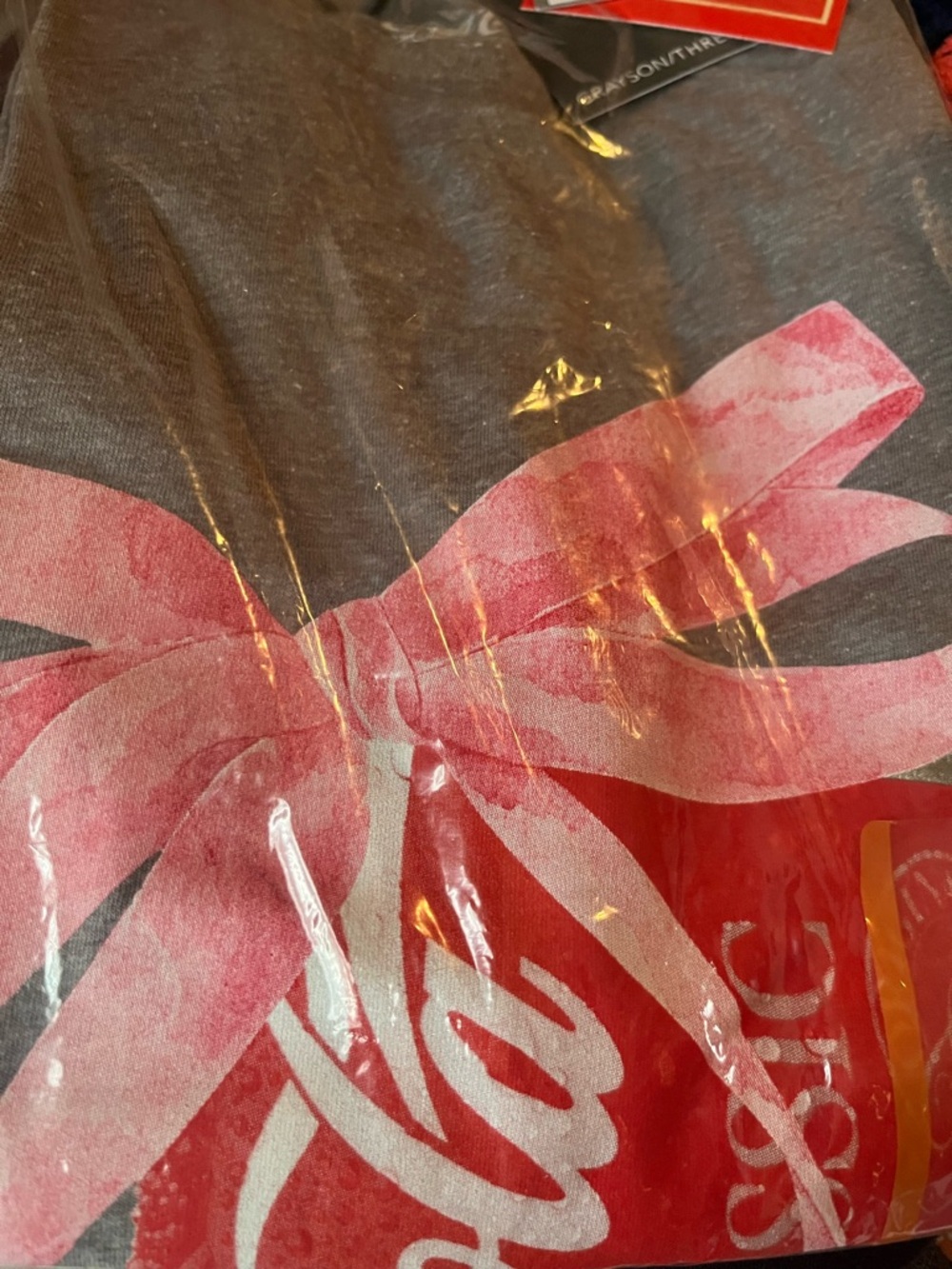 Grayson Threads Gray Tee with Red Can and Pink Bow - Picture 4 of 4
